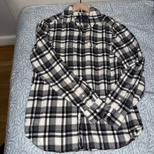 Vineyard Black and White Plaid Button-Up Shirt